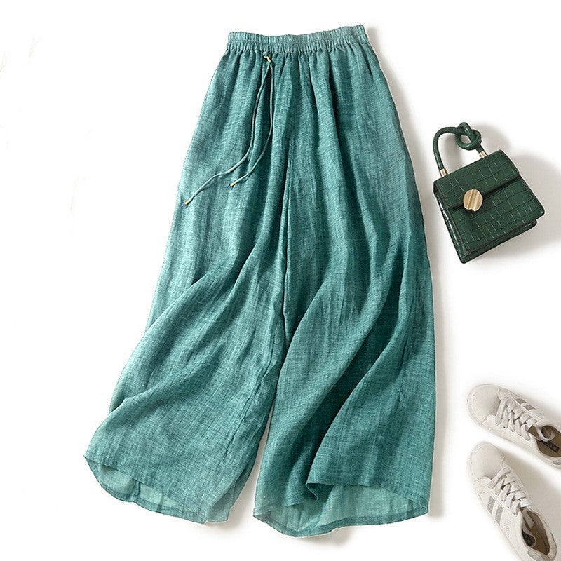 Lightweight Elegant Ramie Women's Pants Versatile Slimming Casual