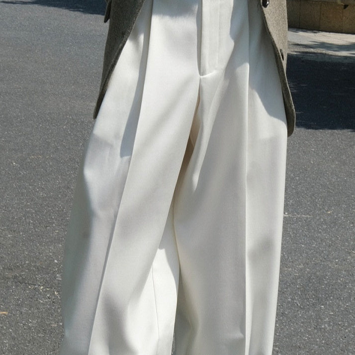 Casual Style Three-dimensional Pleated Suit Pants Loose Drooping Women